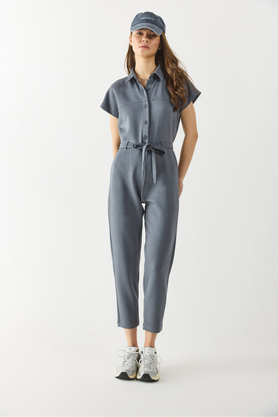 VENA Kısa Kollu Tulum(CUPRO) - ANTRASİT