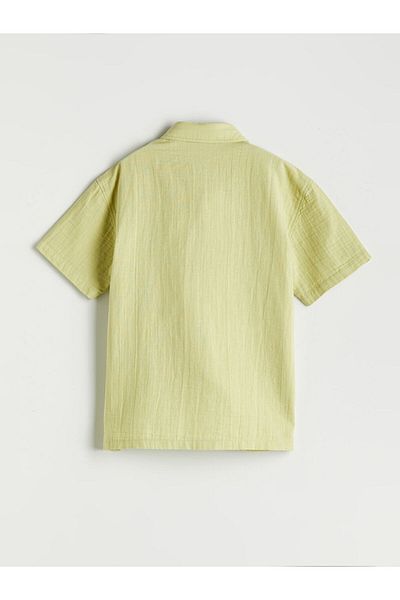 LC Waikiki Green Short-Sleeved Boy's Muslin Shirt