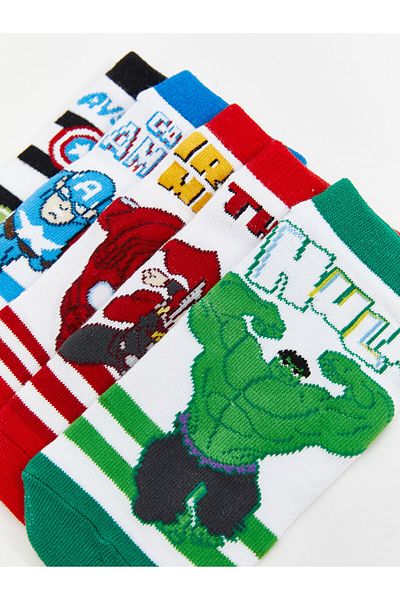 LC Waikiki New Season Hulk Patterned Boy's Booties Socks 5-Piece - S5Aa42Z4