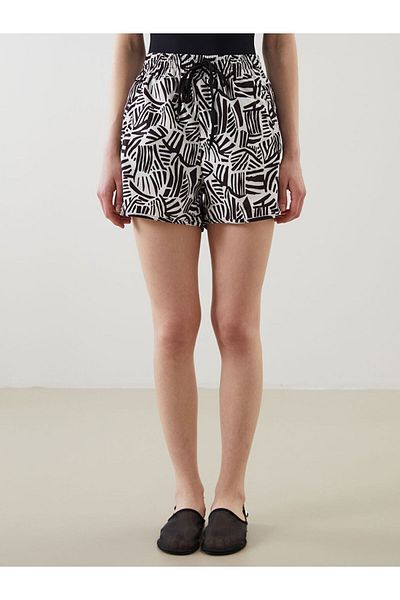 LC Waikiki Brown Elastic Waist Leopard Patterned Women's Swim Shorts