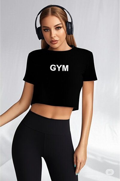 NO 601 Γυναικείο μπλουζάκι με ανάγλυφο μαύρο γυμναστήριο