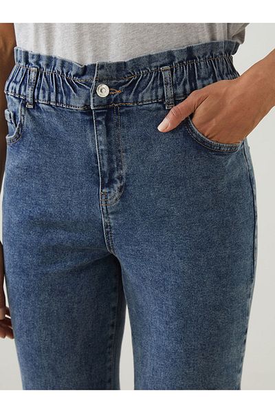 LC Waikiki Pantaloni de damă din denim slim Mom cu talie elastică de sezon nou - S5OA28Z8
