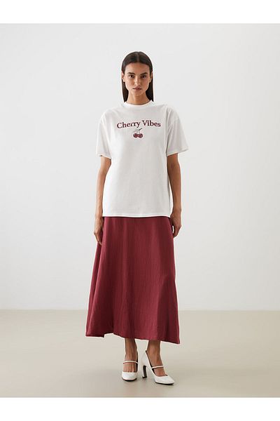 LC Waikiki New Season Crew Neck Cherry Printed Women's T-Shirt - S5Nq55Z8