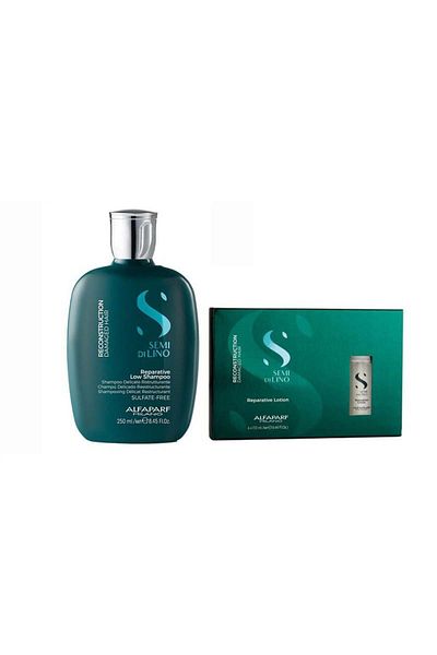 Alfaparf Milano Set de reconstrucție Alfaparf Semi Di Lino cu șampon 250 ml + 6 fiole de reconstrucție x 13 ml, Set