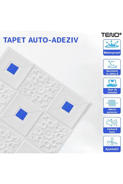 Teno Set 80x Tapet 3D Teno®, suprafata acoperire 39.2 mp, 70x70 cm, albastru
