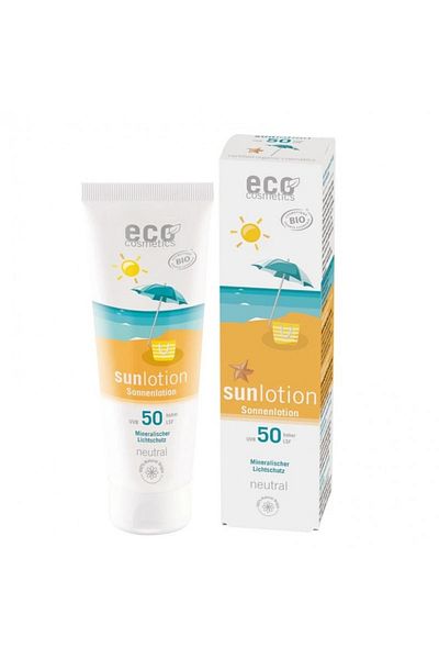 Eco Cosmetics Bio Lotion SPF50 UVA/UVB. Fragrance-free, sensitive skin 125ml, waterproof, unisex, adults, children