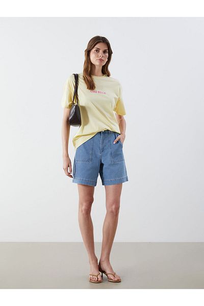 LC Waikiki Sari Crew Neck Printed Oversize Women's T-Shirt