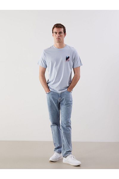 LC Waikiki Tricou pentru bărbați din bumbac pieptănat imprimat cu gât crew de sezon nou - S5KU02Z8