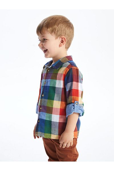 LC Waikiki Long Sleeve Plaid Patterned Baby Boy Shirt