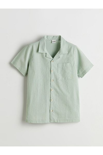 LC Waikiki Green Linen Blend Boy's Shirt