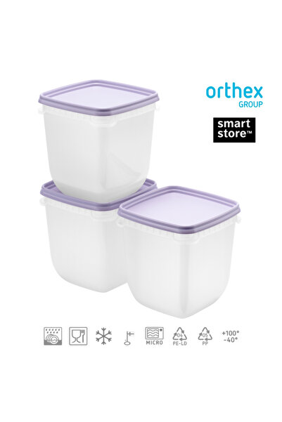 Orthex Set 3 casseroles with lids, food storage, Freez SmartStore, 1L, microwave and freezer safe