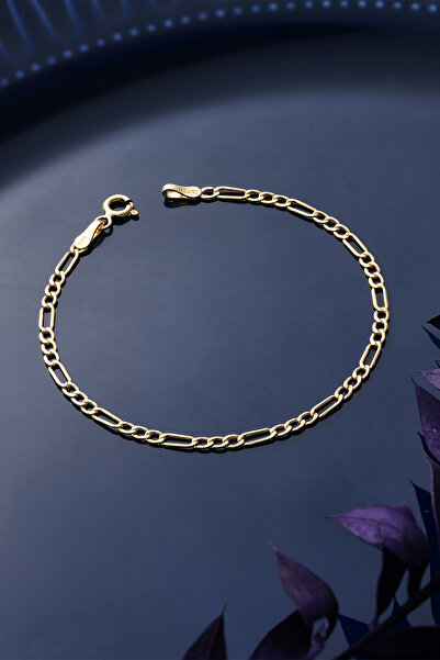 MOOM MÜCEVHERAT 14 Ayar Altın Figaro Zincir Bileklik