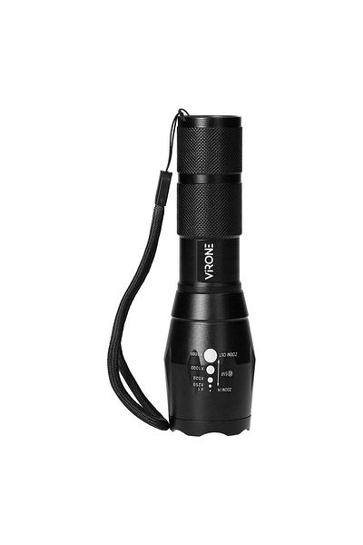 Virone LED flashlight VIRONE LT-5, 10W, 800 lm, 3 x AAA, 5 working modes, zoom black