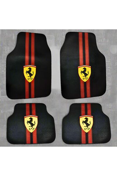 Generic Decomat Car Mats – Set of 4 Pieces, Anti-Slip, Sport Print “Scuderia Style”