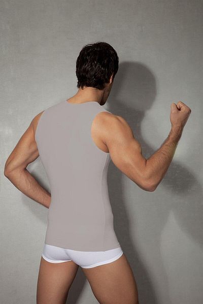 NazikEndam Dore Anse Men's Gray Modal Crew Neck Undershirt 2205