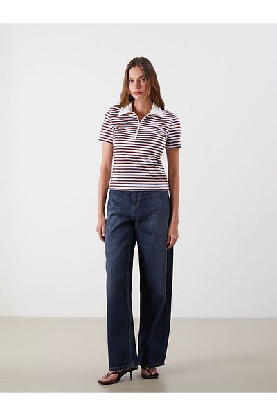 LC Waikiki Mixed Polo Neck Striped Women's T-Shirt