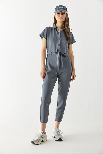VENA Short Sleeve Jumpsuit(Cupro) - Anthracite