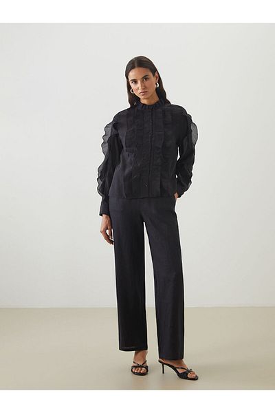 LC Waikiki Pantaloni de damă din in cu talie elastică sezon nou - S5NQ89Z8