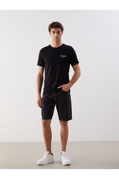 LC Waikiki New Season Crew Neck Κοντό μανίκι εμπριμέ χτενισμένο βαμβακερό ανδρικό Tisort - S5IU18Z8