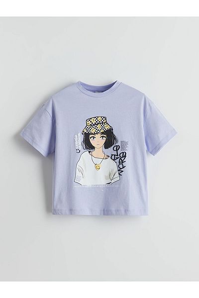 LC Waikiki New Season Crew Neck Anime Printed Girls T-Shirt - S5El53Z4