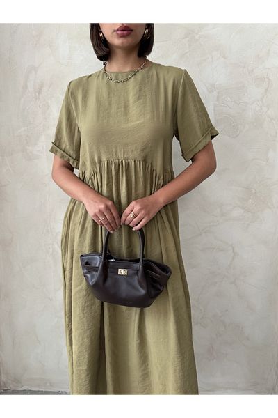 Miss Prova Καλοκαιρινό μακρύ φόρεμα με κοντομάνικο ραφές στη μέση MISSELB9360