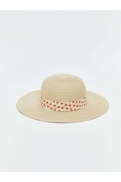 LC Waikiki New Season Heart Patterned Straw Girl's Hat - S5I207Z4