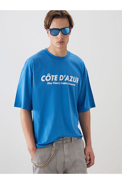LC Waikiki Tricou pentru bărbați din bumbac pieptănat imprimat cu gât crew din sezonul nou - S5QN64Z8
