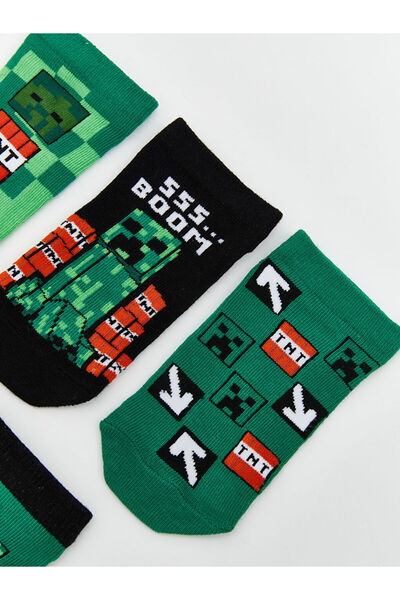 LC Waikiki Yeni Sezon Minecraft Desenli Erkek Cocuk Patik Corap 5'li - S5K324Z4