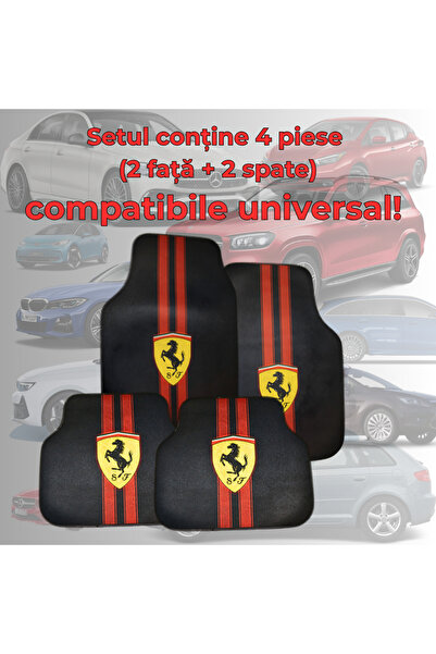 Generic Covorașe auto DECOMAT – set 4 bucăți , antiderapante, imprimeu sport „Scuderia Style”