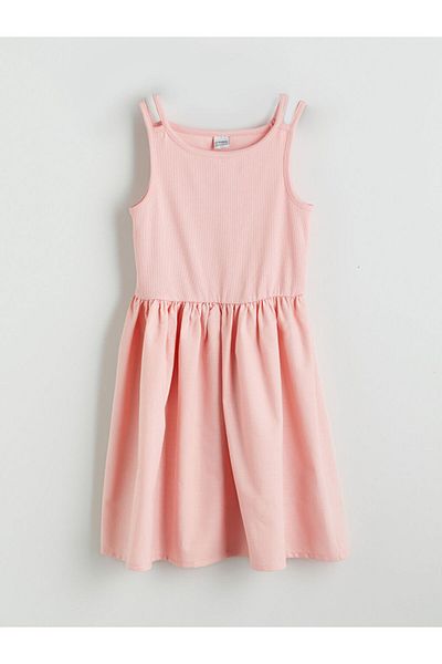 LC Waikiki Black U-Neck Girl's Dress