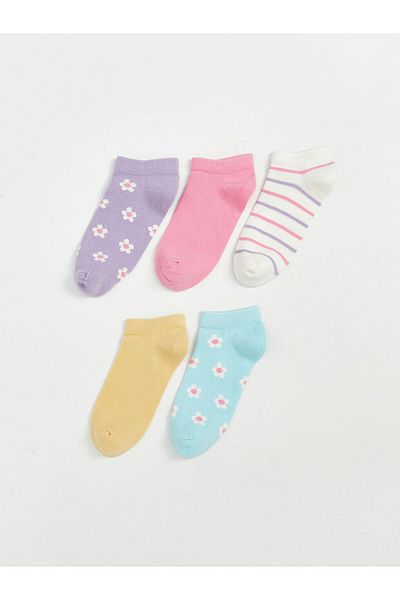 LC Waikiki Lilac Floral Girl's Booties Socks 5-Piece