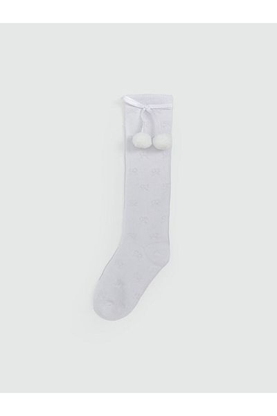 LC Waikiki New Season Patterned Pompom Detailed Girls' Knee High Socks - S5P608Z4