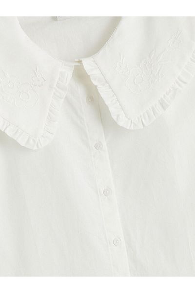 LC Waikiki White Baby Collar Floral Girl's Shirt