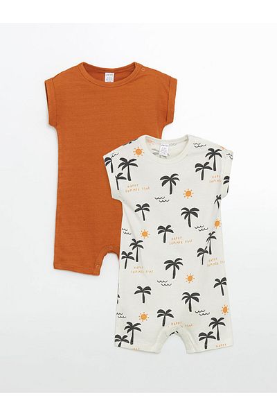 LC Waikiki New Season Crew Neck Combed Cotton Baby Boy Jumpsuit 2-Piece - S5Et56Z1