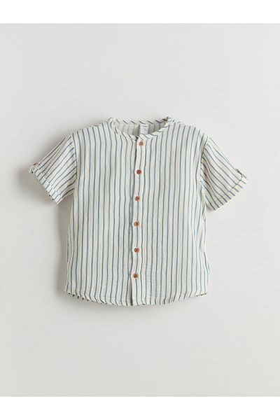 LC Waikiki Lcw Kids Beige Striped Boys' Shirt and Shorts 2-Pack