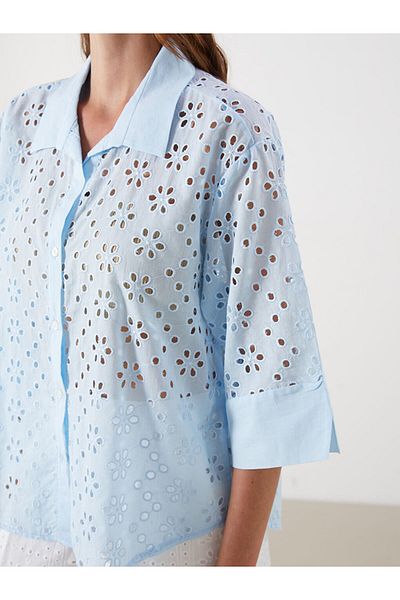 LC Waikiki Cămașă oversize ajurata pentru femei de sezon nou - S5ME05Z8