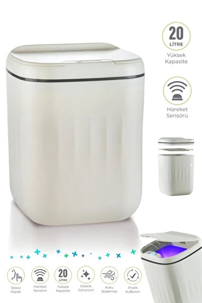 ASVERA Elmas Serisi - Akıllı Sensörlü Çöp Kovası – 20L UV Işık Koku Önleyici ...