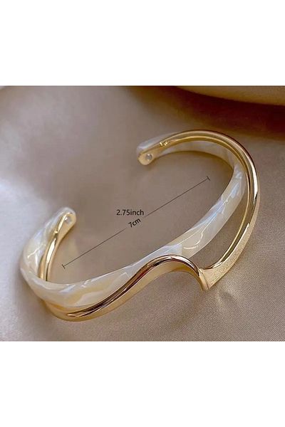 La Saade Elegant Luna Wave-Moon Wave Beige Gold Bracelet