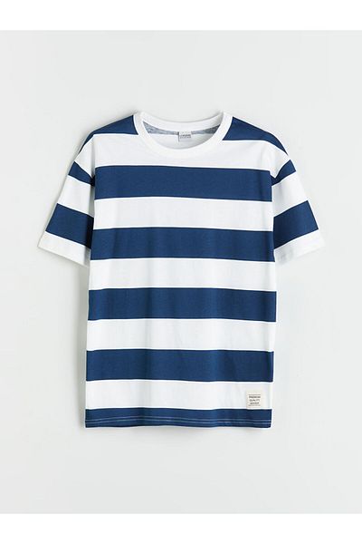 LC Waikiki Tricou pentru băiat cu dungi cu gât crew de sezon nou - S5PL91Z4
