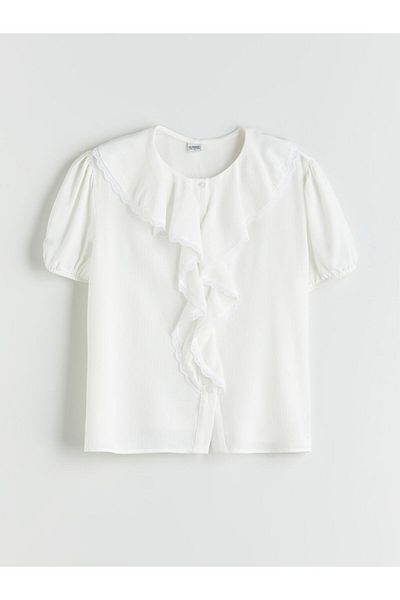 LC Waikiki Sari Ruffle Detailed Girl's Shirt