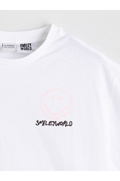 LC Waikiki تيشيرت قصير للفتيات مطبوع برقبة دائرية من Sezon SmileyWorld - S5GE29Z4