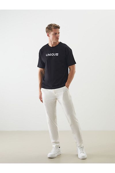 LC Waikiki New Season Crew Neck εμπριμέ χτενισμένο βαμβακερό ανδρικό Tisort - S5J851Z8