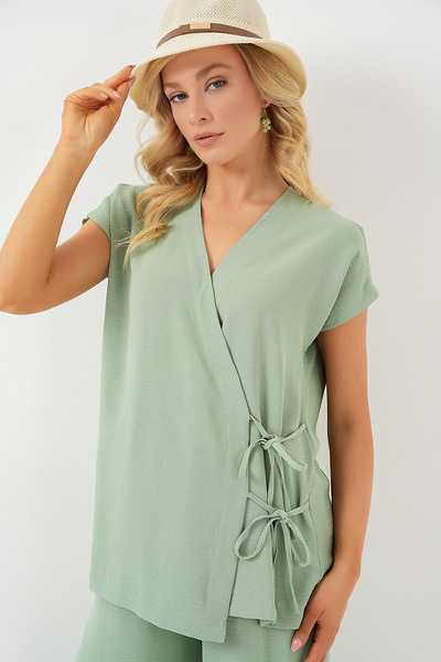 Bigdart Kadın Kısa Kol Bağcıklı Ayrobin İkili Takım 6741 - E.Yeşil