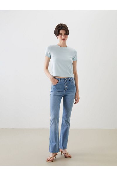 LC Waikiki New Season Crop Flare Women's Jean Trousers - S5Pq40Z8