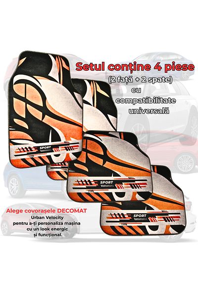 Generic Decomat Universal Car Mats – Set of 4 Pieces, Anti-Slip, Sport Print “urban Velocity”