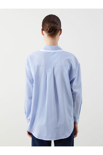LC Waikiki Tunica de cămașă pentru femei din poplin oversize cu dungi de sezon nou