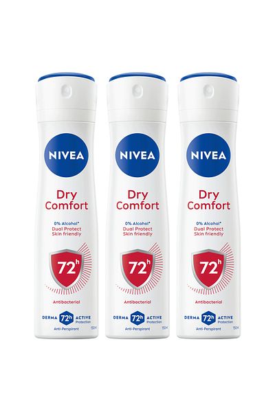 NIVEA Dry Comfort Deodorant Spray for Women Sweat & Odour Protection, 150ml, Pack of 3