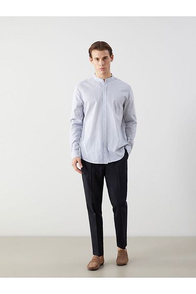 LC Waikiki New Season Judge Collar Linen Blend Men's Shirt - S60091Z8