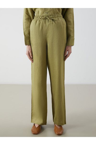 LC Waikiki New Season Elastic Waist Linen Women's Trousers - S5Nq89Z8