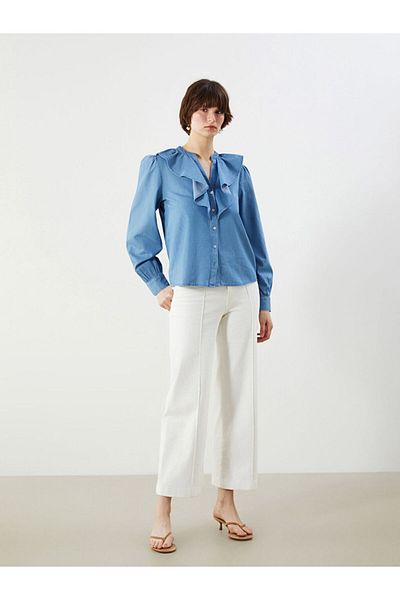 LC Waikiki Lcw  Collar Women's Jean Shirt
